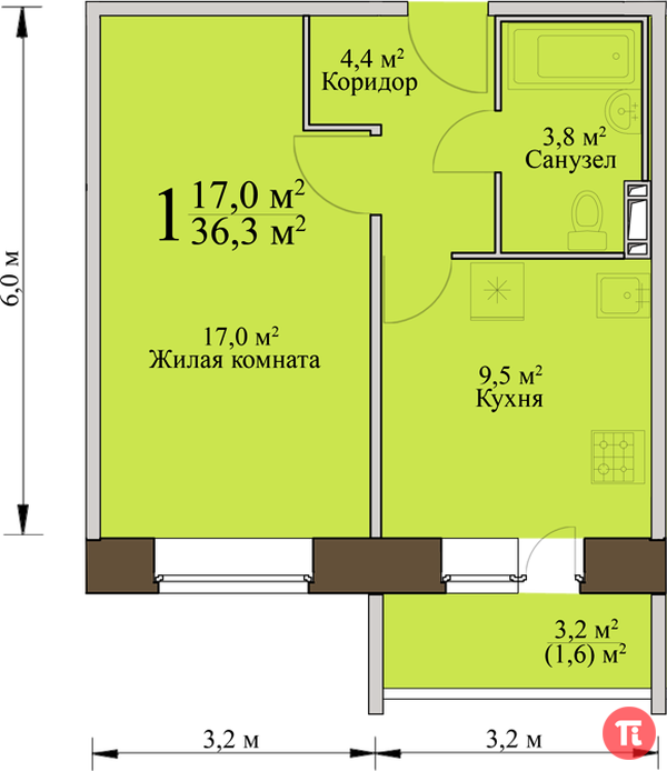 16 квартал 1 комнатные